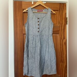 Striped Sleeveless Dress with Button Detail